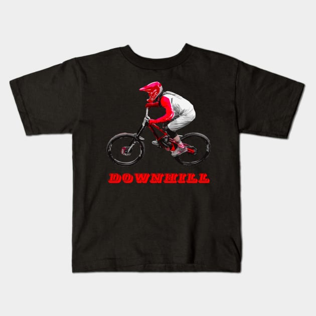 vtt downhill action Kids T-Shirt by rickylabellevie